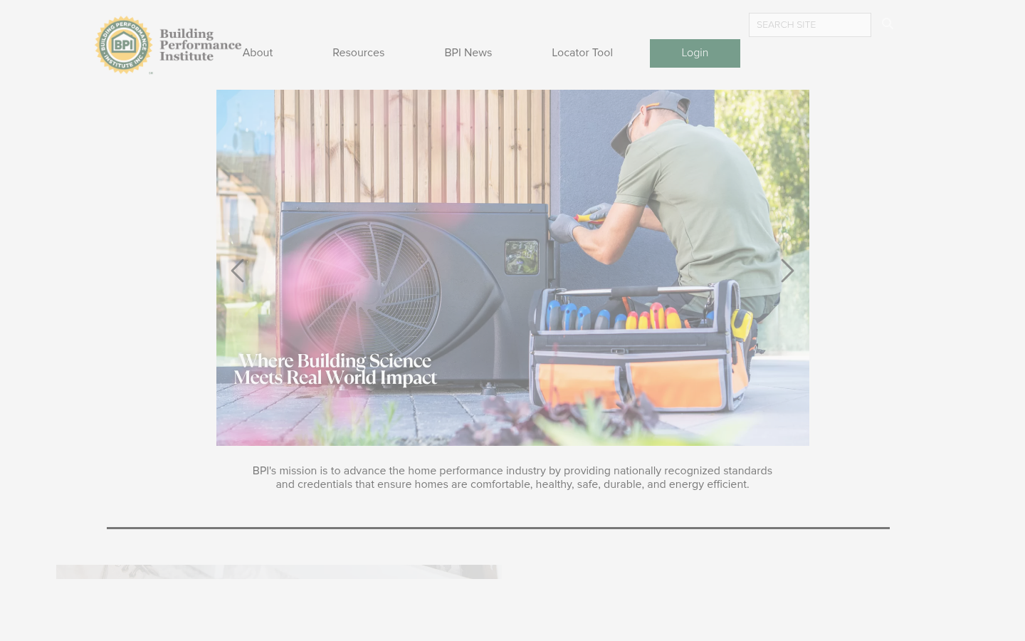 Building Performance Institute website and home performance resources